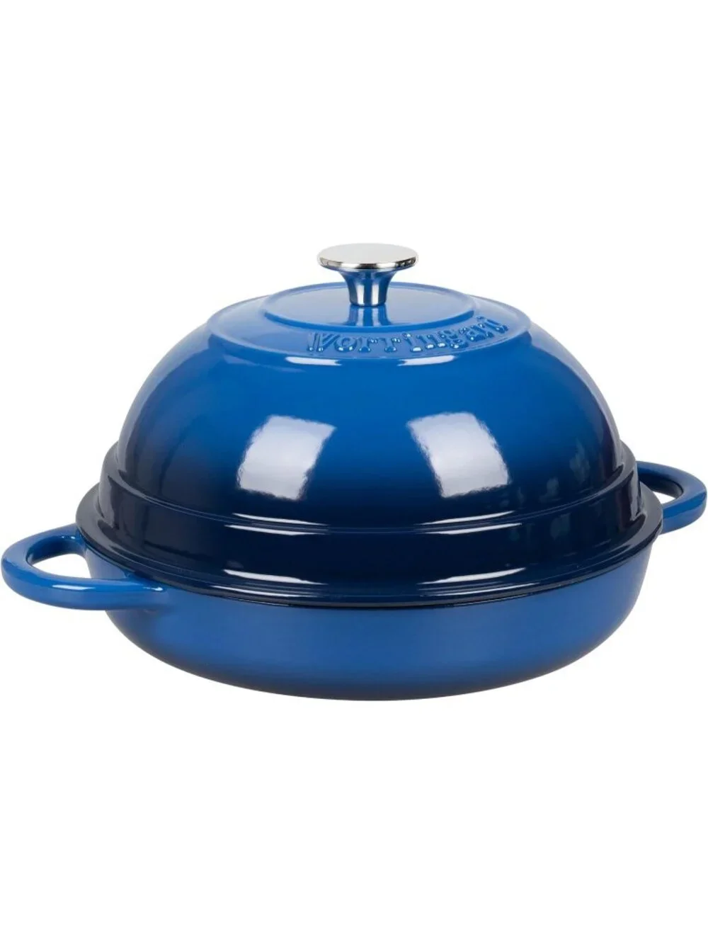 6 Quart Blue Cast Iron Enameled Dutch Oven Pot with Lid for Bread Baking Pan